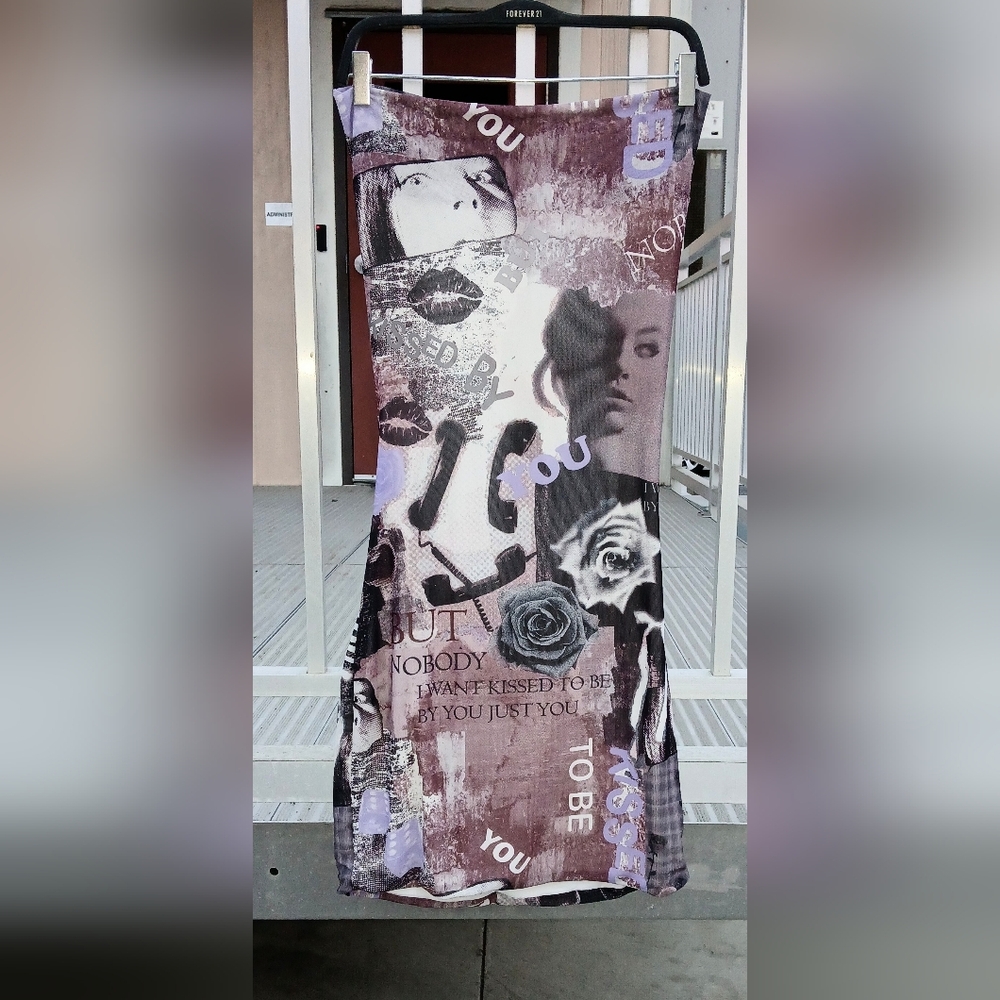 Womens Forever 21 Abstract Print Strapless Backless Dress Size Xl